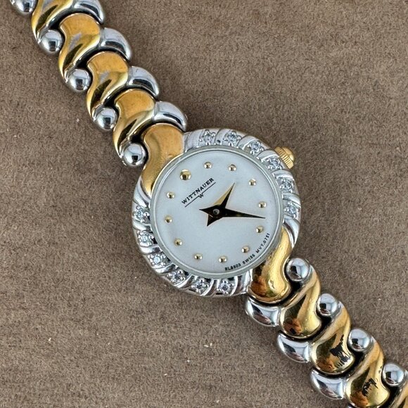 SOLD Vintage Swiss Made Wittnauer Fabulous 12 Diamond Accent Dress - Picture 3 of 11